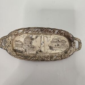 Vintage Tiny Metal 1950s Souvenir Tray Capitol, Jefferson Memorial Made In Japan